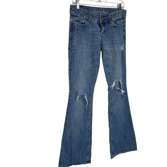 American Eagle Artist Jeans Women’s Size 2 Long Distressed Bootcut Denim - Picture 7 of 15